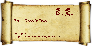 Bak Roxána névjegykártya